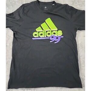 VINTAGE Adidas Soccer Shirt Mens Large Black Graphic Retro 90s Futbol Euro